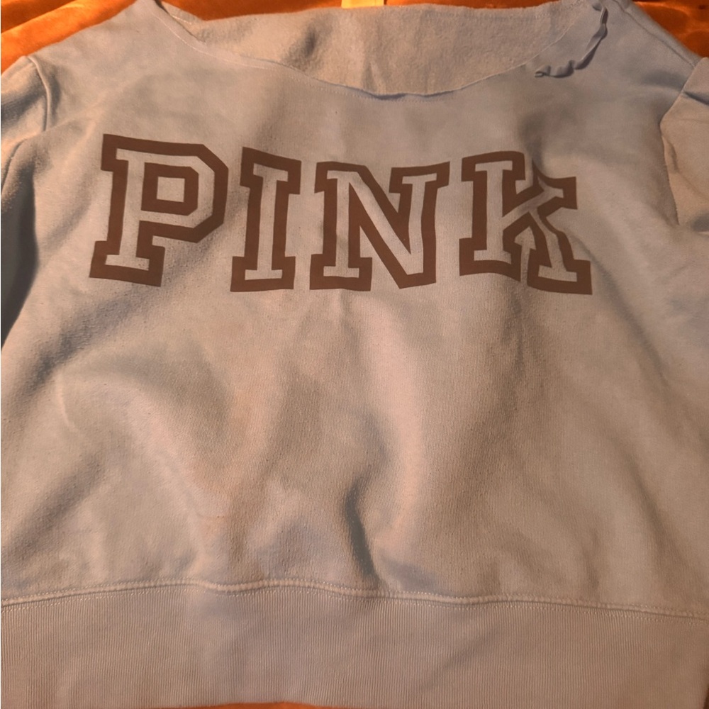 Victoria's Secret PINK Blue off the shoulder Sweatshirt